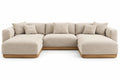 Canapé panoramique beige en U avec deux méridiennes