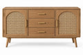 Buffet beige à portes ajourées cintrées et trois tiroirs